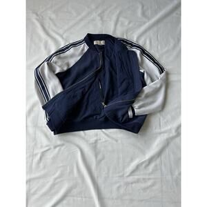 MICHAEL KORS Size Medium Women's Navy Blue Velour GoldZip Track Jacket (0502407)